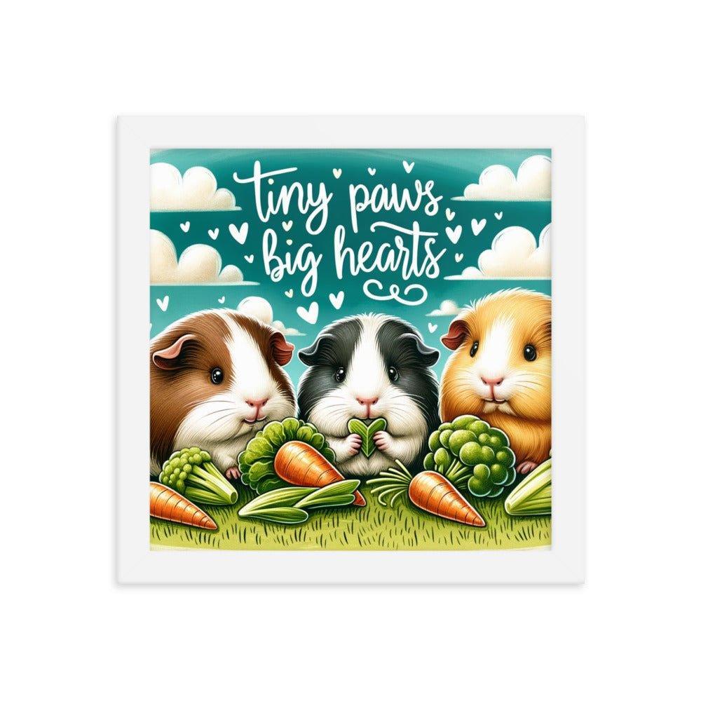 'Tiny Paws, Big Hearts' Guinea Pig Picnic in a Grassy Meadow Illustration Framed Poster - Oh Posters