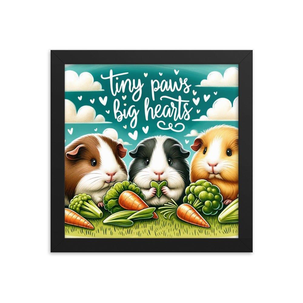 'Tiny Paws, Big Hearts' Guinea Pig Picnic in a Grassy Meadow Illustration Framed Poster - Oh Posters