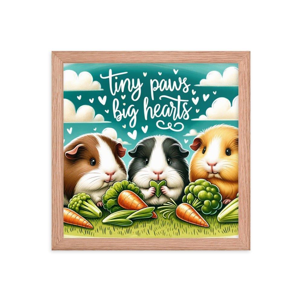 'Tiny Paws, Big Hearts' Guinea Pig Picnic in a Grassy Meadow Illustration Framed Poster - Oh Posters